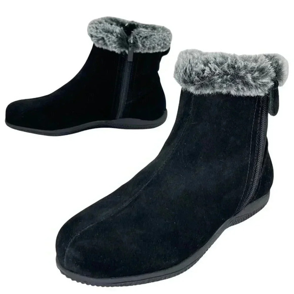 SoftWalk Helena Black Suede Leather Faux Fur Trim Womens Ankle Boots Size 7M - Picture 16 of 16